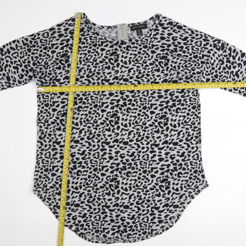 QED London Women's Grey Animal Print Long Sleeve Sweatshirt UK S