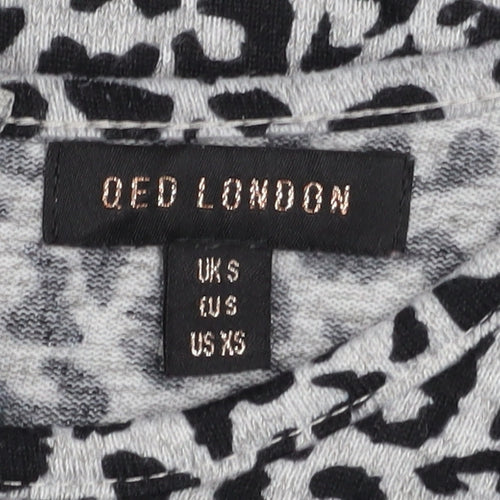 QED London Women's Grey Animal Print Long Sleeve Sweatshirt UK S