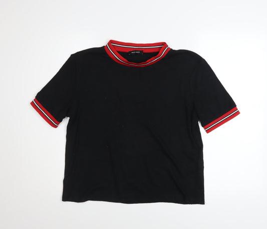 New Look Women's Black Ringer T-Shirt Size 18 Short Sleeve