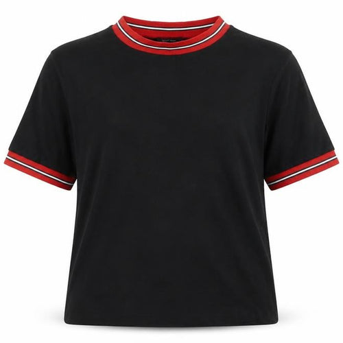 New Look Women's Black Ringer T-Shirt Size 18 Short Sleeve