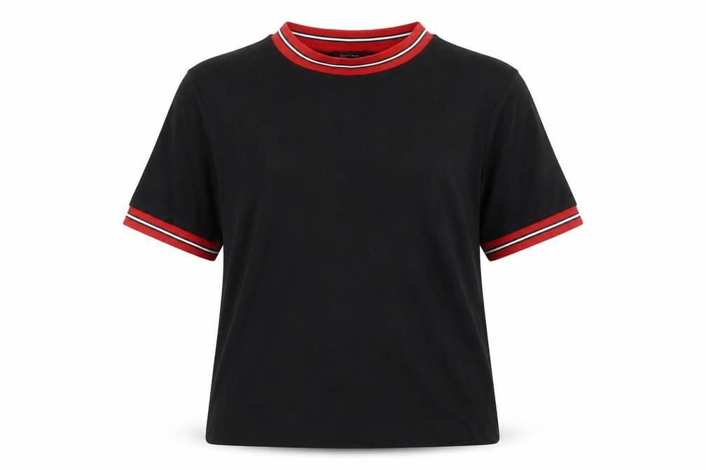 New Look Women's Black Ringer T-Shirt Size 18 Short Sleeve