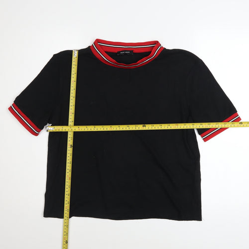 New Look Women's Black Ringer T-Shirt Size 18 Short Sleeve
