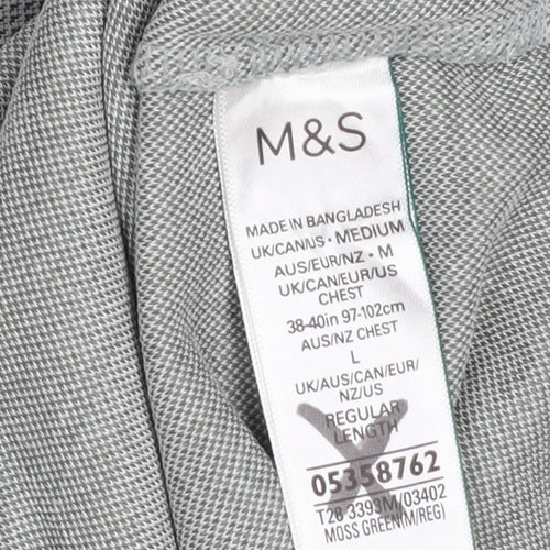 Marks and Spencer Men's Grey Regular Fit Modal Polo Shirt Size M