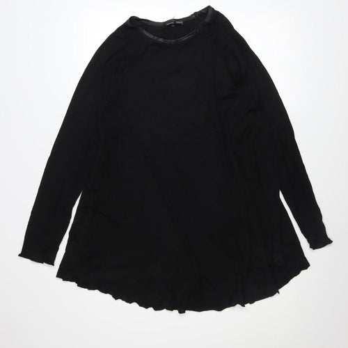 ZARA Women Black Long Sleeve Tunic Blouse Size S Viscose