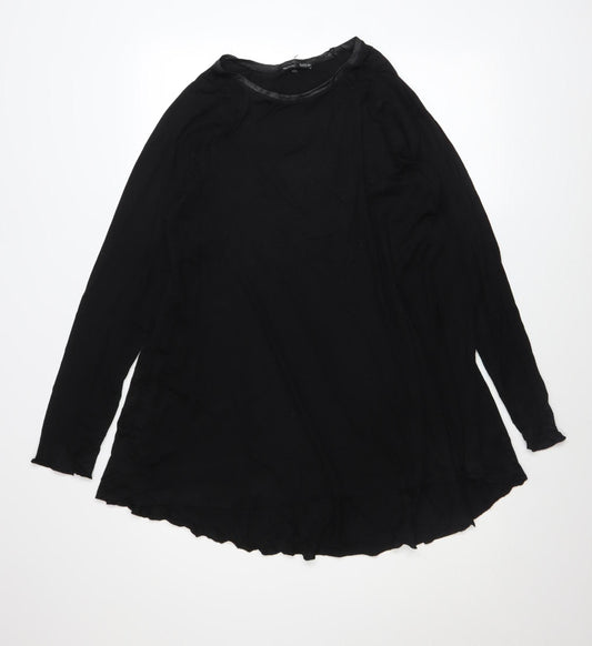ZARA Women Black Long Sleeve Tunic Blouse Size S Viscose