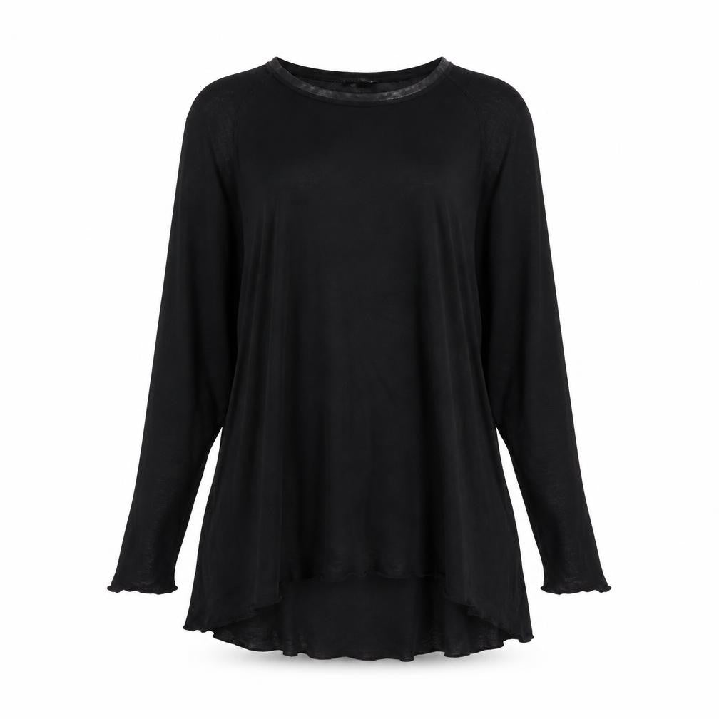 Front view of Zara Women Black Long Sleeve Tunic Blouse, size S, Viscose