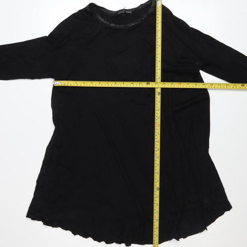 ZARA Women Black Long Sleeve Tunic Blouse Size S Viscose