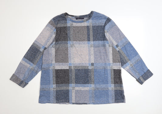 Marks and Spencer Womens Blue Plaid Pullover Sweatshirt Size 18