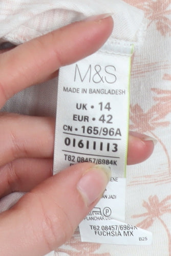 Marks and Spencer Women’s Beige Flamingo T-Shirt Size 14 Cotton