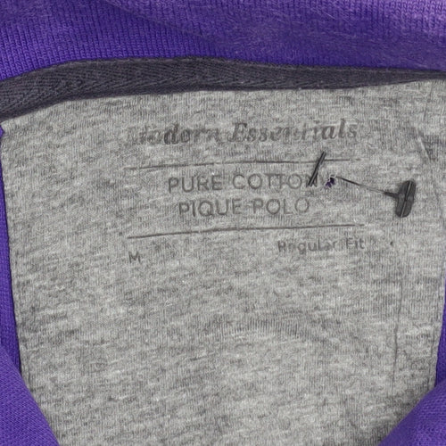 Modern Essentials Men's Purple Regular Fit Cotton Polo Shirt M
