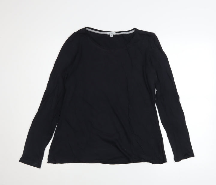 Jigsaw Women's Black Long Sleeve Modal Cotton Blouse M