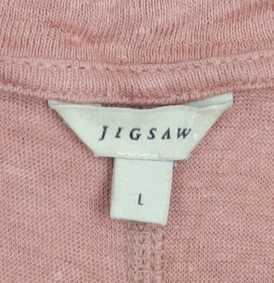 Jigsaw Women Pink Linen V-Neck Sleeveless T-Shirt Size L