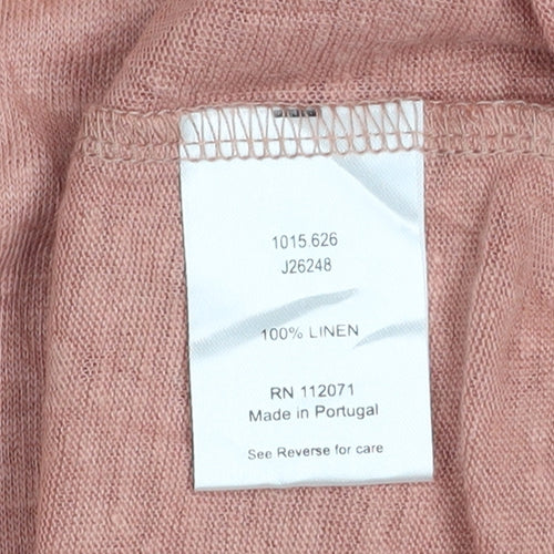 Jigsaw Women Pink Linen V-Neck Sleeveless T-Shirt Size L