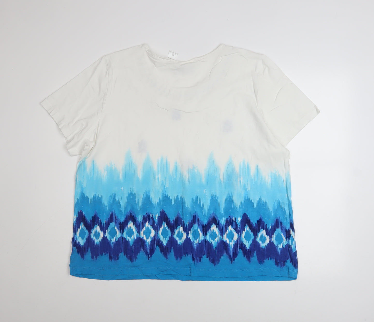 Alfred Dunner Women's Blue Embellished T-Shirt XL Short Sleeve Cotton