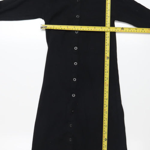 Motel Women Black XS Collared Long Sleeve Shirt Dress