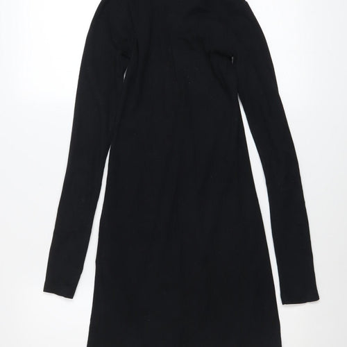 Motel Women Black XS Collared Long Sleeve Shirt Dress