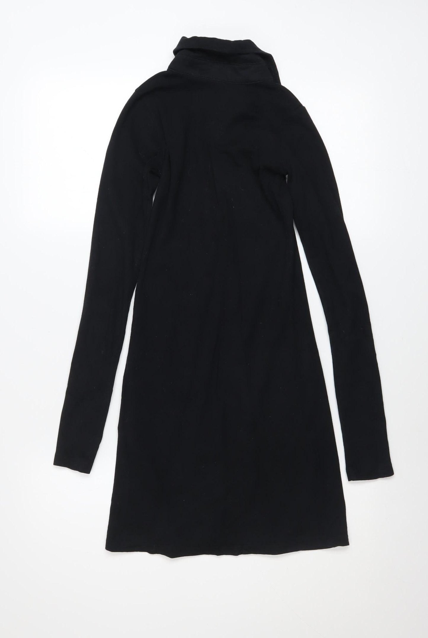 Motel Women Black XS Collared Long Sleeve Shirt Dress