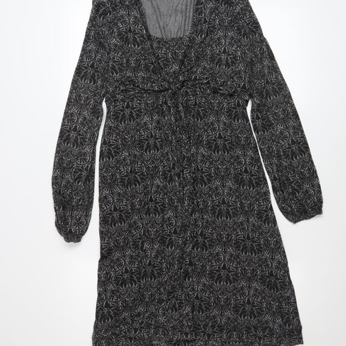 Rick Cardona Women’s Black Floral A-Line Knee Length Dress Size 12