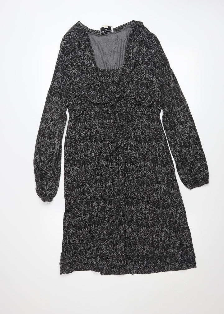 Rick Cardona Women’s Black Floral A-Line Knee Length Dress Size 12