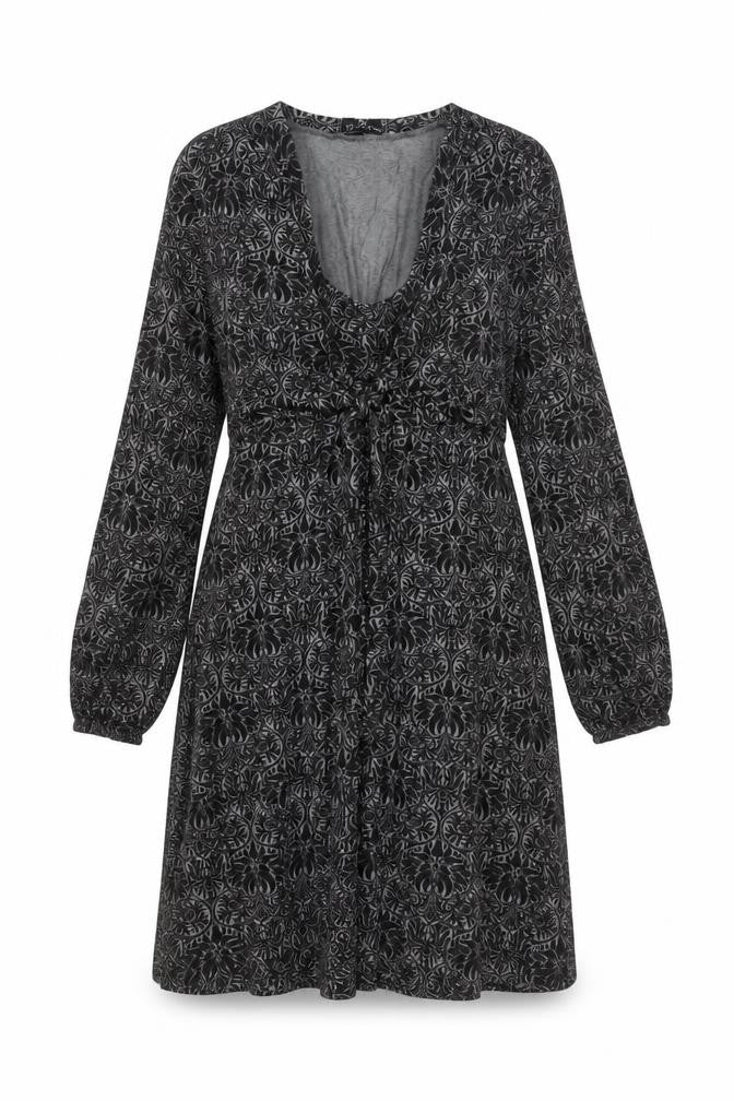 Rick Cardona Women’s Black Floral A-Line Knee Length Dress Size 12