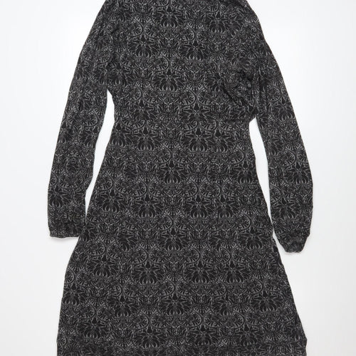 Rick Cardona Women’s Black Floral A-Line Knee Length Dress Size 12