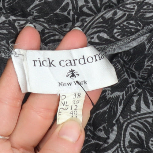 Rick Cardona Women’s Black Floral A-Line Knee Length Dress Size 12