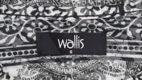Wallis Womens Grey Paisley V-Neck Tie Hem Short Sleeve Top Size S