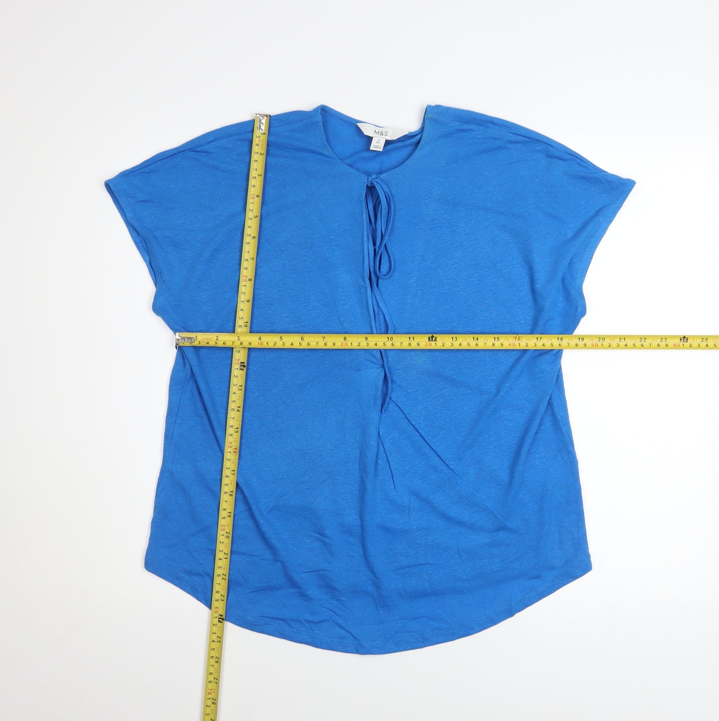 Marks and Spencer Women's Blue Linen Blend Tunic Blouse Size 8