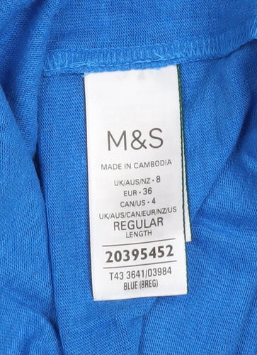 Marks and Spencer Women's Blue Linen Blend Tunic Blouse Size 8
