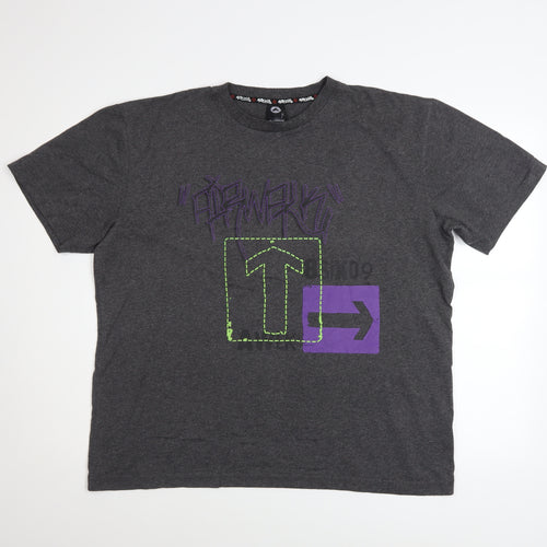 Airwalk Unisex Grey Graphic T-Shirt L Basic Casual Short Sleeve