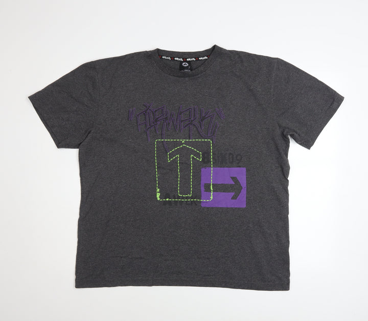 Airwalk Unisex Grey Graphic T-Shirt L Basic Casual Short Sleeve
