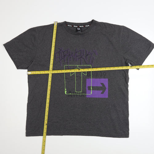Airwalk Unisex Grey Graphic T-Shirt L Basic Casual Short Sleeve
