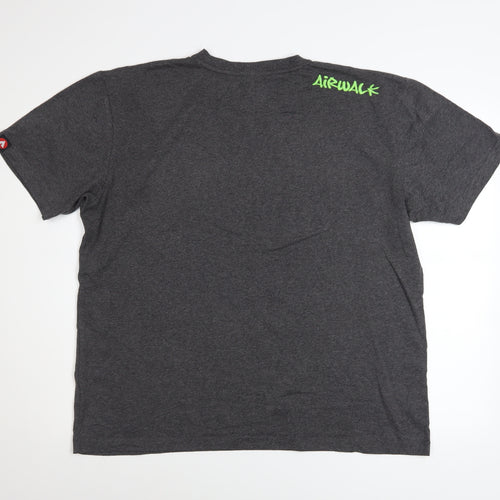 Airwalk Unisex Grey Graphic T-Shirt L Basic Casual Short Sleeve