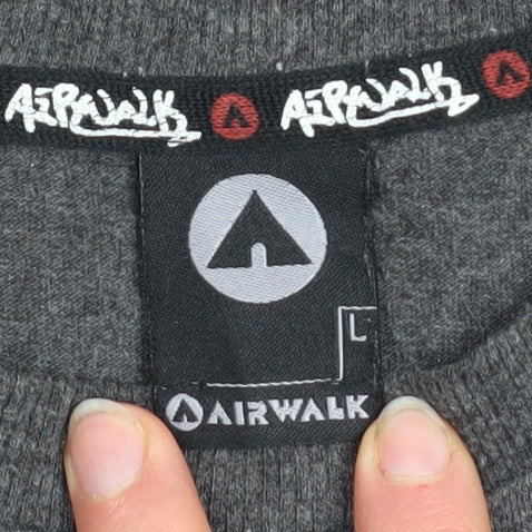 Airwalk Unisex Grey Graphic T-Shirt L Basic Casual Short Sleeve
