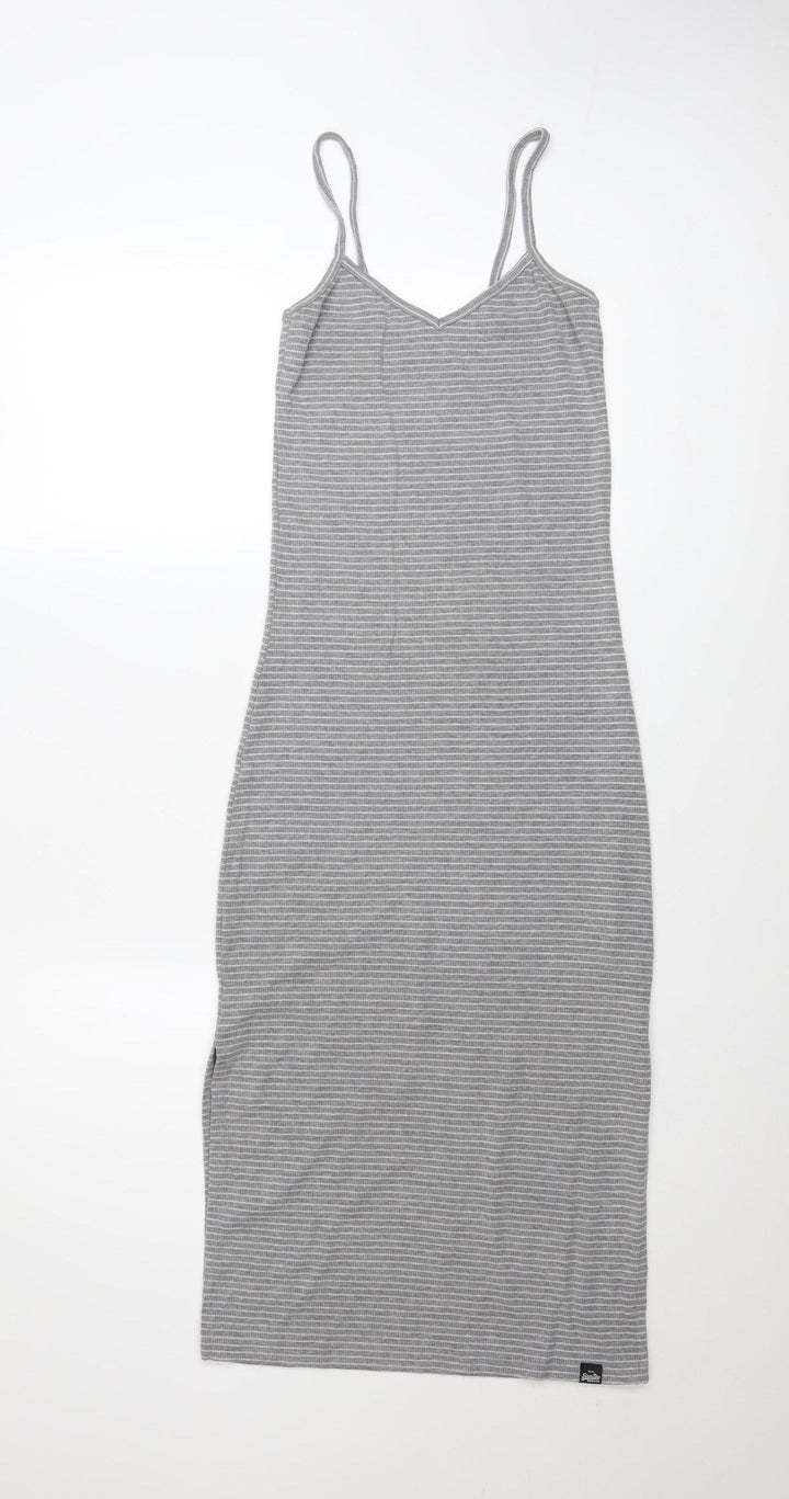 Superdry Women’s Grey Striped Midi Slip Dress XS