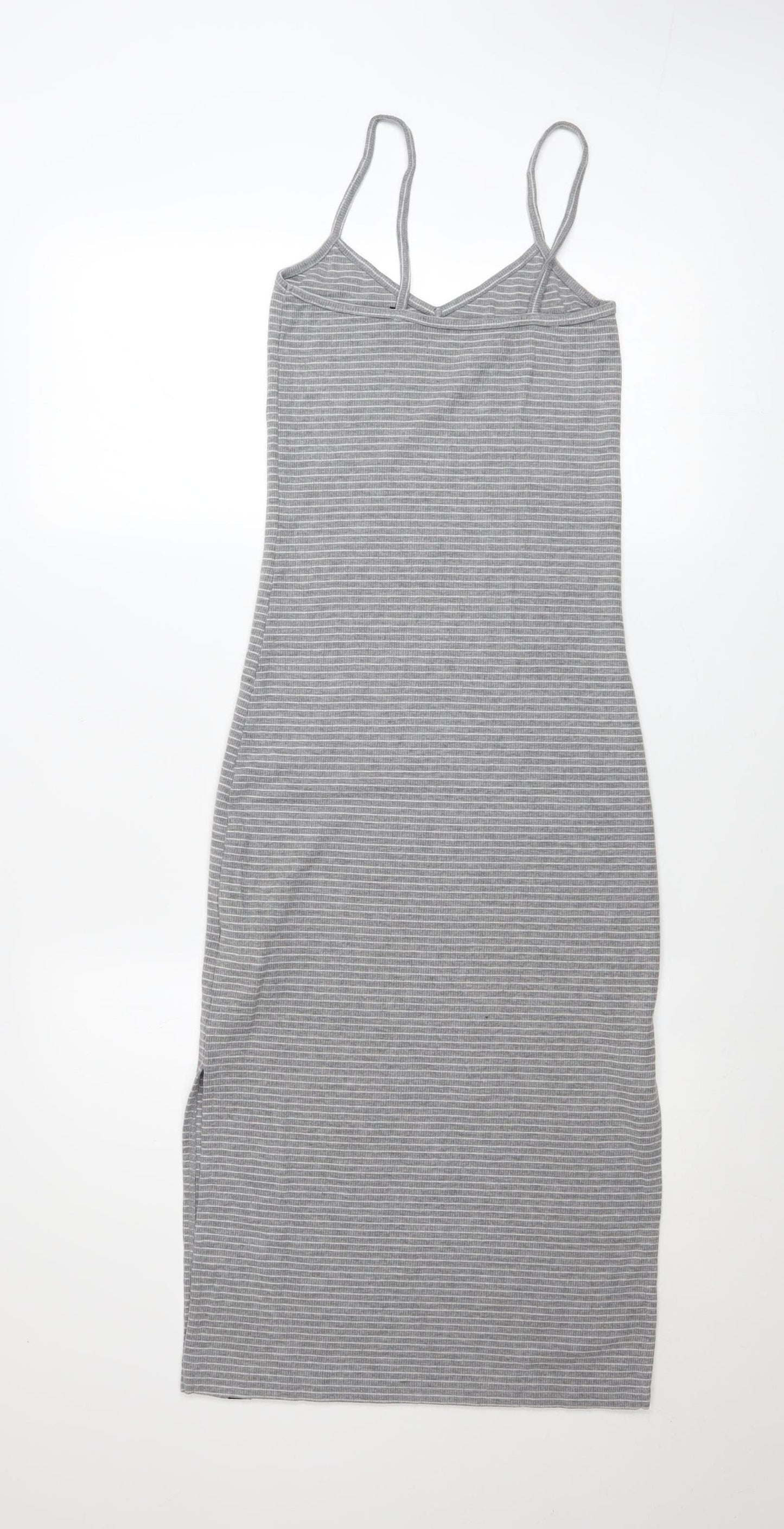 Superdry Women’s Grey Striped Midi Slip Dress XS
