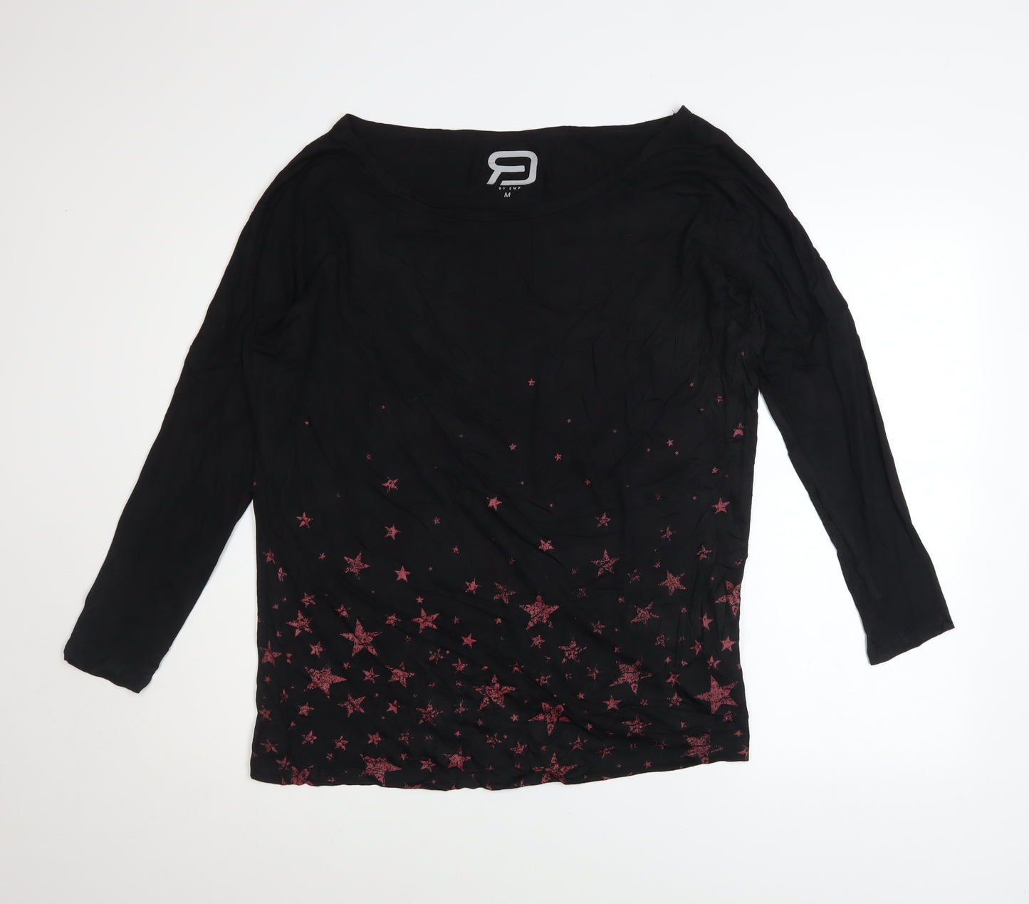 EMP Black Star Print Long Sleeve Womens Top M Viscose Blend