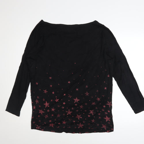 EMP Black Star Print Long Sleeve Womens Top M Viscose Blend
