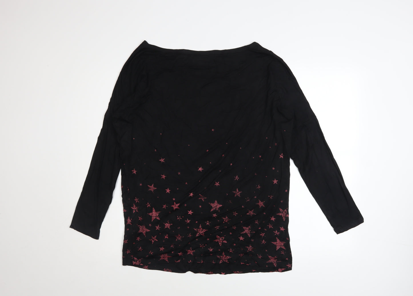 EMP Black Star Print Long Sleeve Womens Top M Viscose Blend