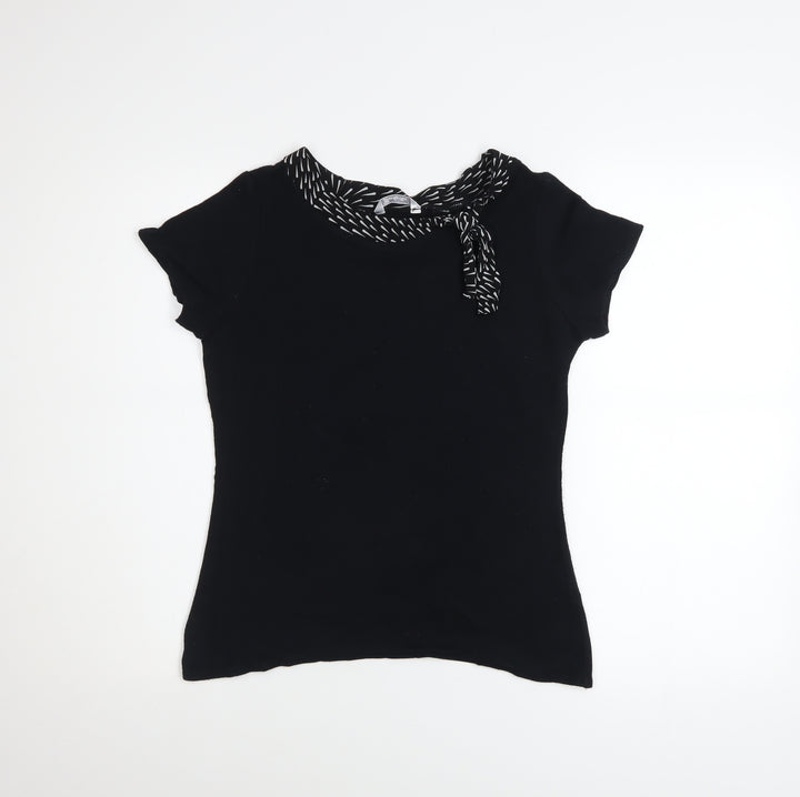 Berkertex Women Black Size 10 Short Sleeve Viscose Knit Top