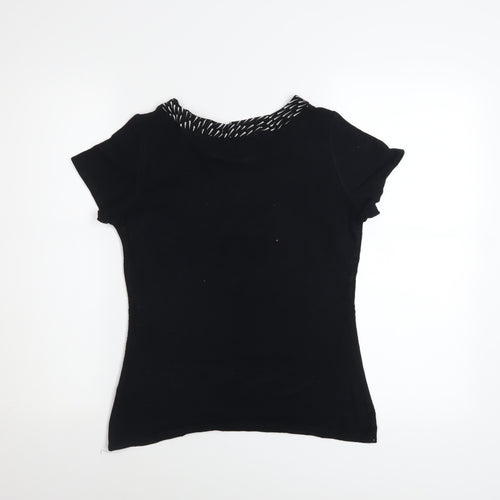 Berkertex Women Black Size 10 Short Sleeve Viscose Knit Top