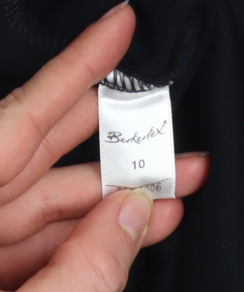 Berkertex Women Black Size 10 Short Sleeve Viscose Knit Top