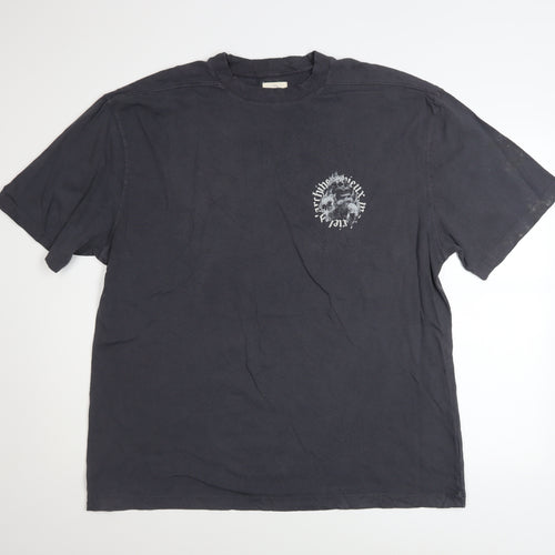 River Island Men’s Black Skull Graphic Short Sleeve Cotton T-Shirt L