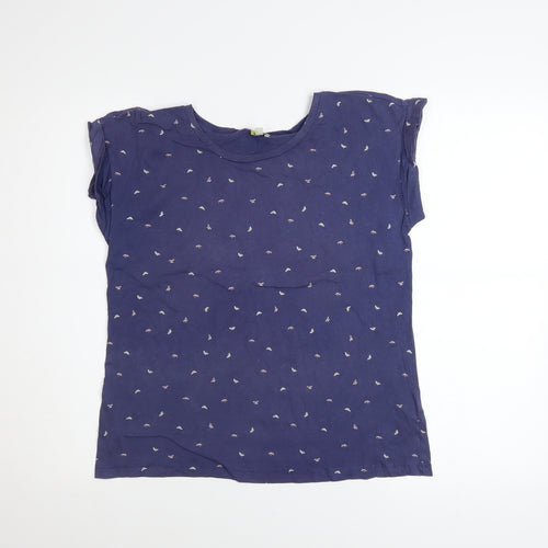 Hobbs NW3 Women’s Blue Printed Cotton Short Sleeve T-Shirt XS