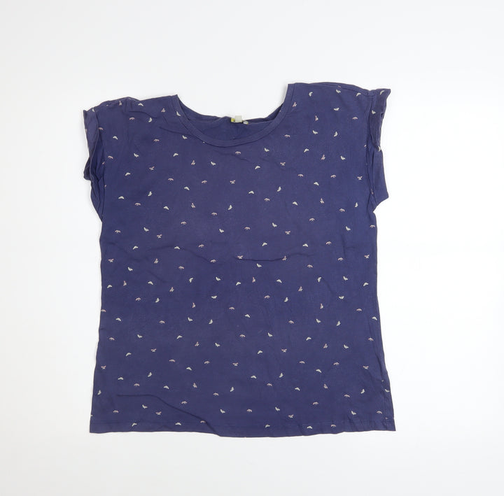 Hobbs NW3 Women’s Blue Printed Cotton Short Sleeve T-Shirt XS