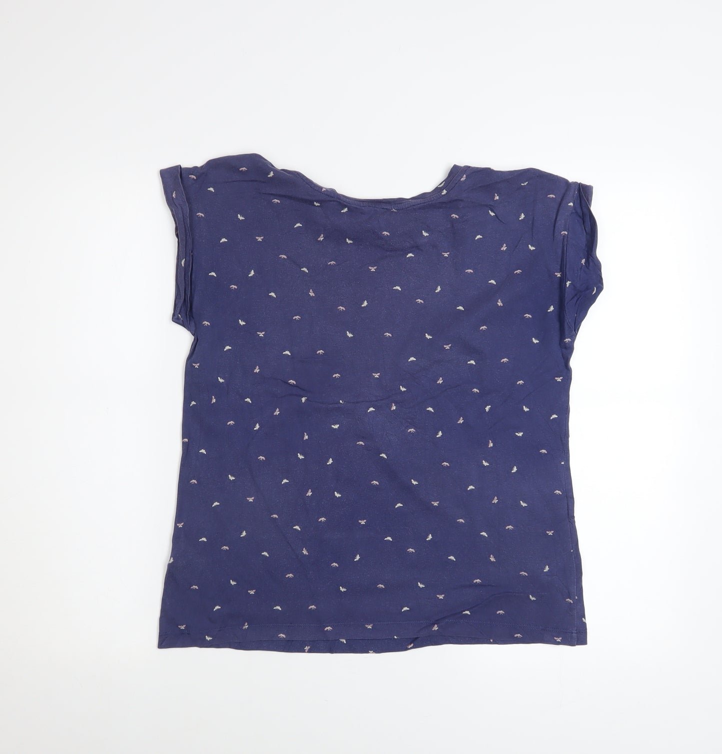 Hobbs NW3 Women’s Blue Printed Cotton Short Sleeve T-Shirt XS