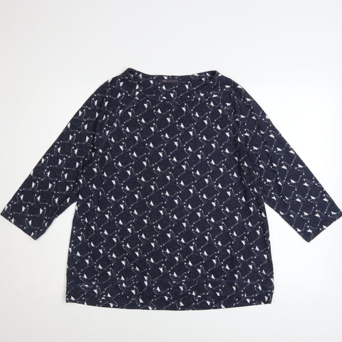 Marks and Spencer Women's Blue Bird Print 3/4 Sleeve T-Shirt Size 16