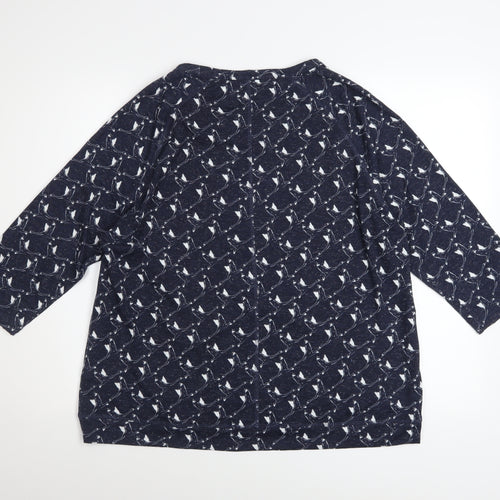 Marks and Spencer Women's Blue Bird Print 3/4 Sleeve T-Shirt Size 16