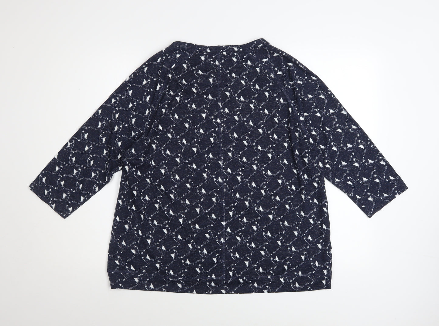 Marks and Spencer Women's Blue Bird Print 3/4 Sleeve T-Shirt Size 16