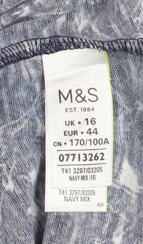 Marks and Spencer Women's Blue Bird Print 3/4 Sleeve T-Shirt Size 16